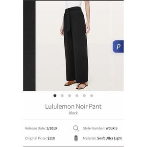 🍋EUC Lululemon Noir Pant Black Wide Leg High Rise Belted Trousers 14 POCKETS
